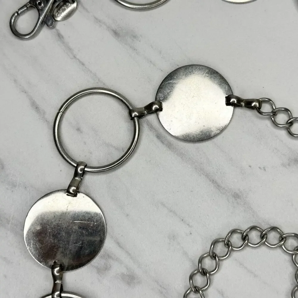 Silver Tone Disc Chain Link Belt One Size (OS) ✨